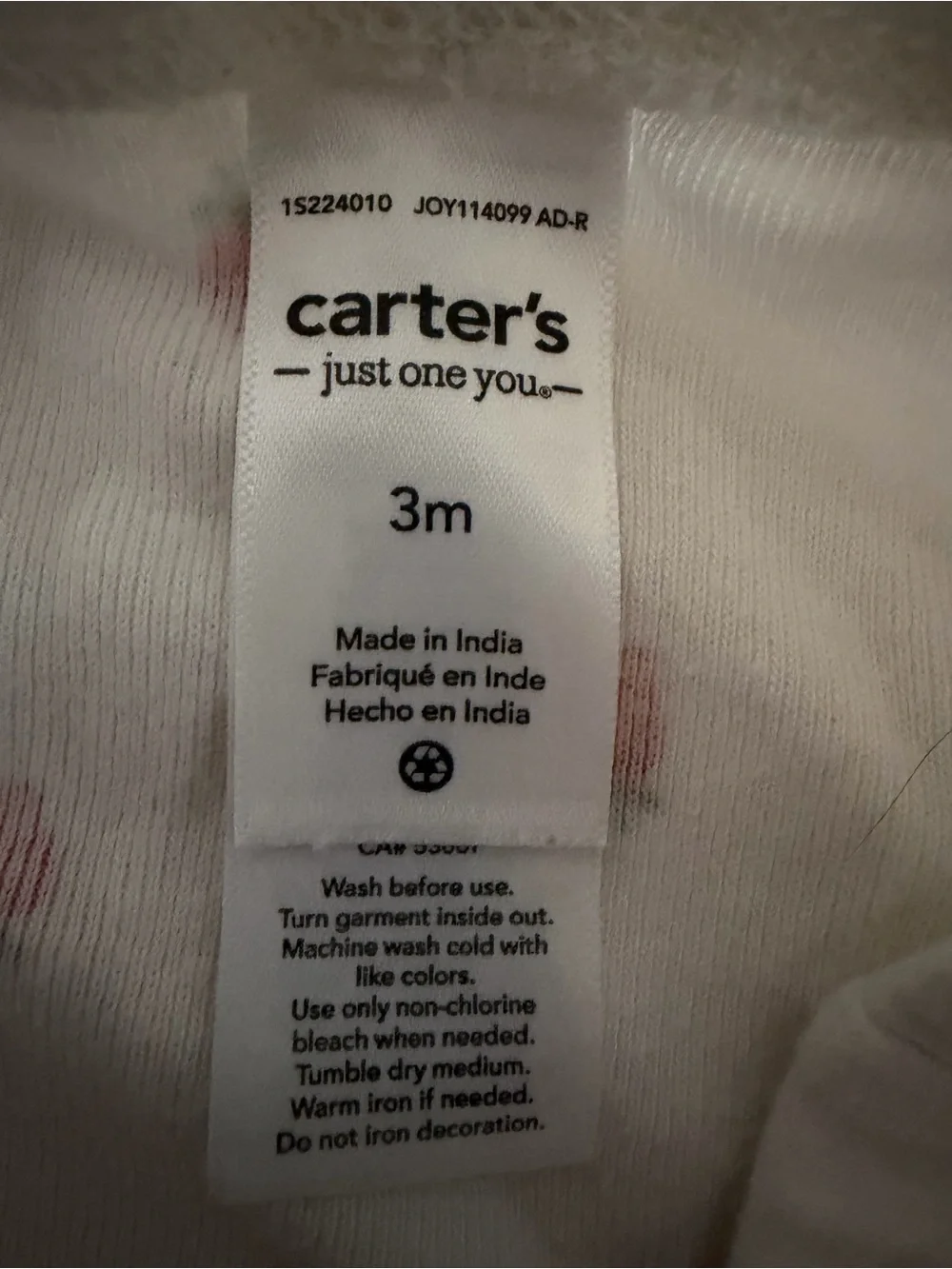 Carter's White Footed Pants with Red Strawberry Print